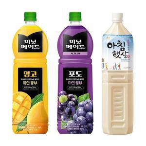 한번에먹자 1.5L 과즙음료 혼합 3종 / (미닛메이드 포도 2개 + 망고 2개) + 웅진 아침