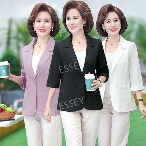 중년여성여름자켓 여성여름마이 반팔 자켓 흰색 블랙 7부 정장