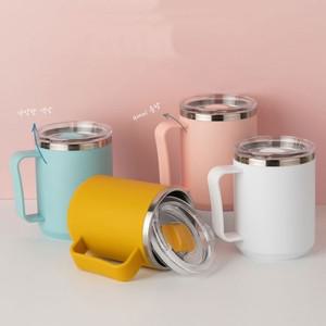손잡이 400ml 스테인 레스 이중머그 스텐 예쁜머그컵 보온머그컵 겁 뚜껑머그