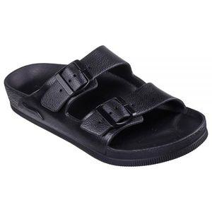 Skechers 남성용 더블 버클 슬라이드 샌들, 블랙.