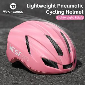어린이 아동 WEST BIKING 핑크 초경량 공압 자전거 헬멧 몰딩 사이클링 여성용 스포츠 안전 캡 LED 조명 포