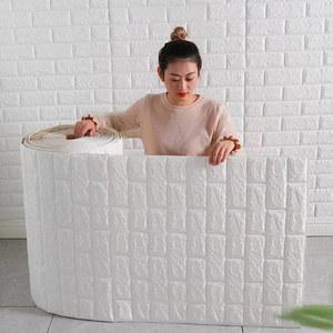 3D 벽지 롤 패널 스티커, 흰색 부드러운 폼 벽돌, 대리석 바위 조약돌, DIY 벽 홈 룸 장식, 지붕 천장 보호