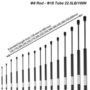 쇼바 나일론 엔드 충격 가스 스트럿 리프트 지지대 자동차 후드 트렁크 뚜껑 버스 교체 100N 22 5LB 8X18