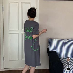 스마일 캡내장 브라캡 노브라 원피스 여름 반팔 임산부 빅사이즈 잠옷 홈웨어 파자마