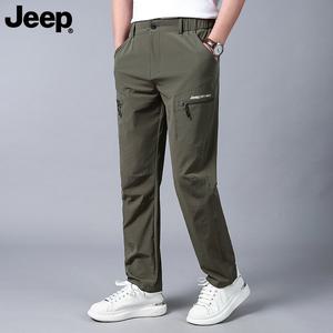 JEEP 지프 남자 스판 카고 바지 봄 여름 밴딩 편한 기능성 작업 등산 팬츠