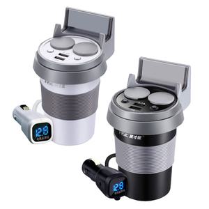 HSC-500D 차량용 2구 멀티 소켓 시거잭 볼트게이지 USB 충전기 배터리 전압 핸드폰 휴대폰 거치대 볼트메타