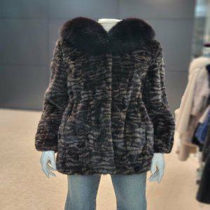 [GEO FUR] 천연모피 폭스 풀스킨 후드 지브라 밍크 코트_G004FHC0030