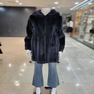 [GEO FUR] 천연모피 블랙그라마 휘메일 밍크 풀스킨 하프 코트_G104SHC0010