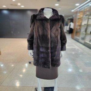 [GEO FUR] 천연모피 휘메일 그라데이션 헤링본 럭셔리 밍크 풀스킨 롱 코트_G004SLC0070