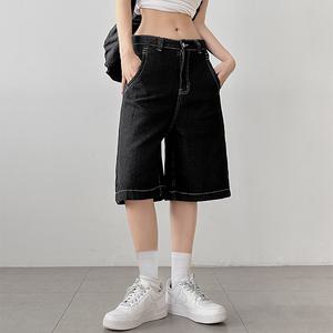 생지 스티치 블랙 5부 데님 버뮤다 팬츠 bo-3206c