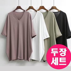 가오리핏 2장set 마담옷 반팔티셔츠 207E027T 빅사이즈 여성 빅사이즈미시옷