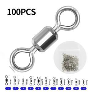 묶음당 100PCs 낚시 회전 볼 베어링 회전식 안전 스냅 탑재 단색 링 롤링 회전 잉어 낚시용 낚시 액세서리