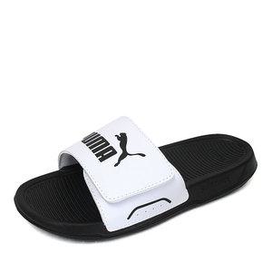 푸마 PUMA 로얄캣 컴포트 2 벨크로 남성 여성 공용 회사 사무실 발편한 스포츠 슬리퍼 실내화 화이트블랙 흰검 404281-02
