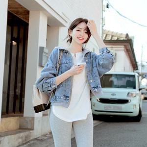 후드집업을 레이어드한 듯 스타일리쉬한 디테일의 데님 숏자켓 jk1162