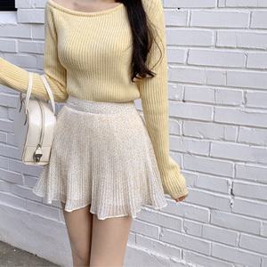 (뒷밴딩/봄여름내내) 럽미 잔꽃 플레어 쉬폰 주름 미니 스커트 sk6813