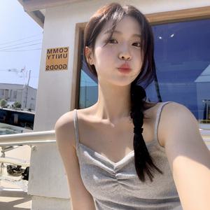 (슬림쫀쫀) 브렛 골지 셔링 끈 나시 ts4061