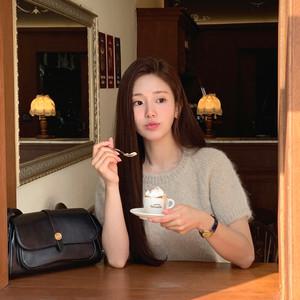 (고급알파카/보송도톰) 헤이리 모헤어 알파카 반팔 니트 nt4720