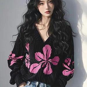 패션라인 BL10092_티브플라워/자수블라우스/브이넥셔츠/여성스러운무드/우아한룩/페미닌스타일