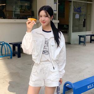 (따로또같이세트템/간절기활용도up) 헤이브 카고 크롭 집업 숏팬츠 셋업 st2832