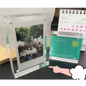 1개 70x유니100 아크릴 투명 책상 자석 사진 액자 탁상용
