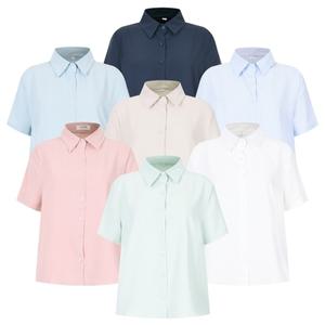 [샵앤] 여성 링클프리 하객룩 카라넥 정장 반팔 블라우스 INT-WBL-20544