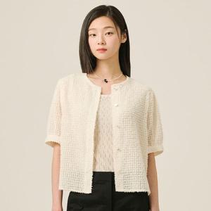 빈폴 레이디스 텍스처 라운드넥 재킷형 탑 - 화이트 BF5465C551 국내매장판 1480673