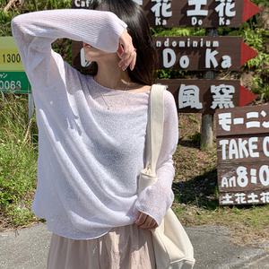 [코코블랑] 린넨 슬라브 루즈핏 니트