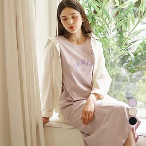 ELLE PARIS 프린트 민소매 롱 원피스