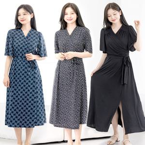 랩 원피스 쿨라이트 여름 바캉스룩 브이넥 반팔 프릴소매