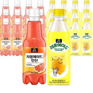 미닛 자몽에이드 탄산 + 레몬에이드 350ml 2종 x 12pet