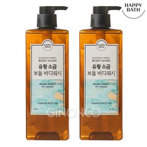 해피바스 유황 소금 보들 바디워시 우디포레스트 600g x2 보습 각질케어 향균