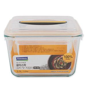 글라스락 핸디형 김치통-3700ml 김장독 손잡이통 내열강화유리 밀폐저장용기 반찬통 쌀통