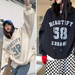 [오노마] ONM 캐주얼룩 겨울 데일리 레터링 기모후드티 보온 여성