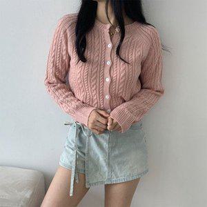 [옷자락]여자 꽈배기 라운드넥 가을데이트룩 여리핏 가디건_P375014512