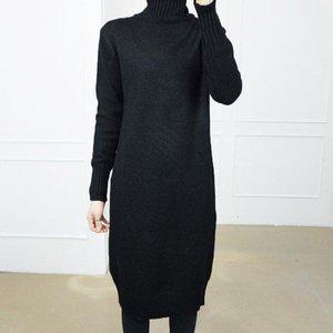 [옷자락]여자 베이직 겨울 심플 폴라 롱 니트 원피스_P339513500