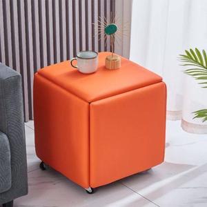 [BZI1G91J_51AD]5in1 인조가죽 사각스툴45x45x46cm 오렌지