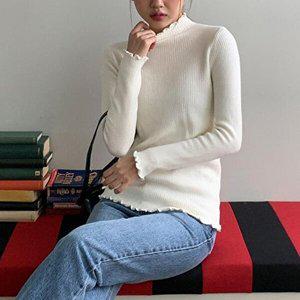 [셀러허브 패션][VY] 여성 물결 반폴라 심플 티셔츠_WT33814