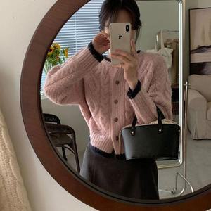 X 가디건 니트 러블리 도톰한 로맨틱 꽈배기