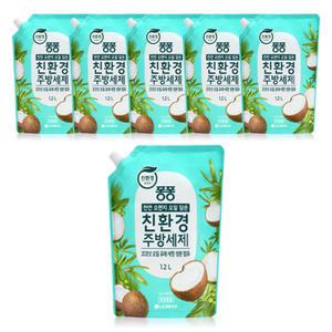 퐁퐁 친환경 주방세제 코코넛 리필용 1200ml 6개