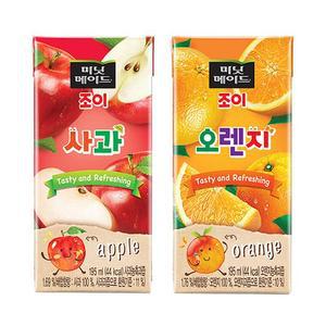미닛메이드 조이 195ml 사과x32팩+오렌지x32팩.