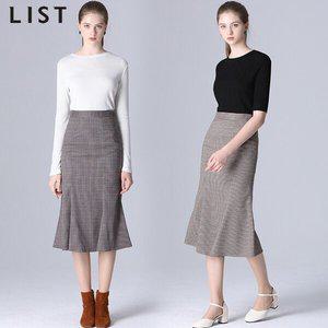 [리스트]LIST)] 투 라인 머메이드 미디 스커트 (택가격:128000원)