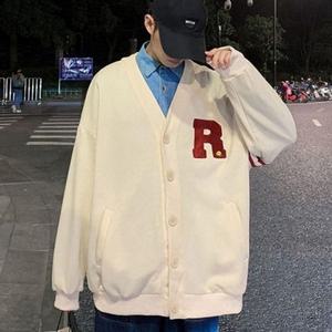 패치 남자 데일리 오버핏 가디건 클래식 니트가디건