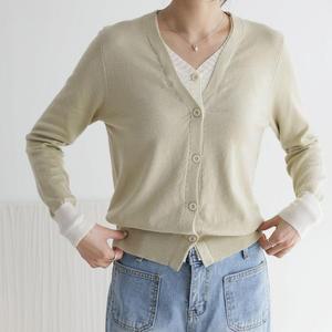 여자 파스텔 레이어드 브이넥 봄맞이 가디건