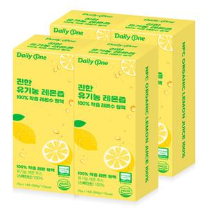 데일리원 진한 유기농 레몬즙 100% 착즙 레몬수 원액 25g X 14포 4통
