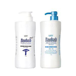 로픈 바오밥 세라마이드 LPP 프리미엄 트리트먼트 플러스 1000g 1개 + 지성샴푸 1000ml 1개