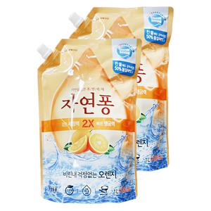 엘지 자연퐁 주방세제 비린내 걱정없는 오렌지 1L+200ml 2개 설거지