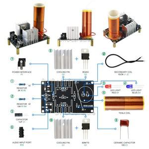 고음질1세트 미니 테슬라 코일 키트 15W 음악 플라즈마 스피커 무선 전송 DC 15-24V DIY