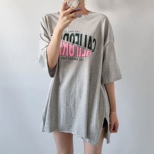 팬즈레터링트임 라운드박스 반팔롱티셔츠 여성데일리 빅사이즈 루즈핏 면캐주얼