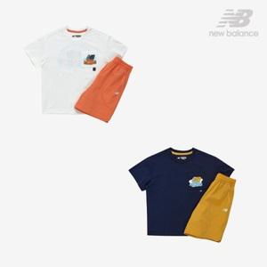 [롯데백화점]뉴발란스 패턴 반팔티 4부 팬츠 셋업 NK9YF2702U
