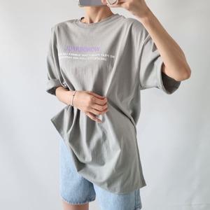 원더풀레터링 라운드박스 반팔롱티셔츠 여성데일리 빅사이즈 루즈핏 면캐주얼